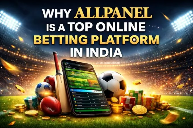 Stadium-lit graphic showing why All Panel is a leading online betting platform in India with a mobile odds screen